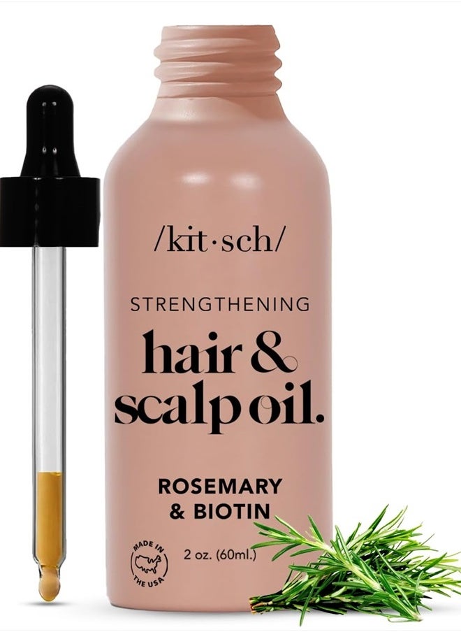 Kitsch Rosemary Oil for Healthy Scalp, Pre Wash Scalp & Hair Oil Infused with Biotin, Hair Strengthening Treatment, Nourishing & Volumizing in Recycled Bottle, 60 mL  - Image 1