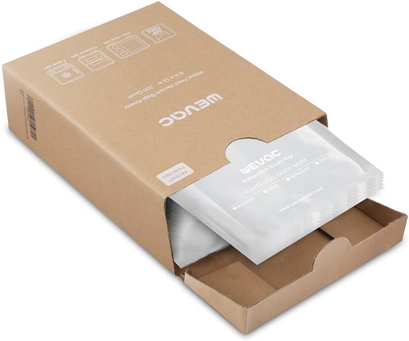 Wevac 8” x 12” 200 Count Food Vacuum Sealer Bags Keeper, PreCut Quart, Ideal for Food Saver, BPA Free, Commercial Grade, Great for storage, meal prep and Sous Vide - Image 1
