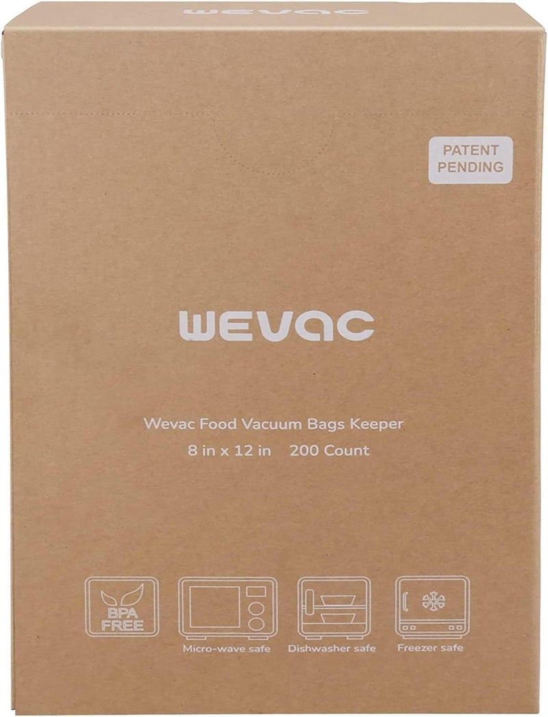 Wevac 8” x 12” 200 Count Food Vacuum Sealer Bags Keeper, PreCut Quart, Ideal for Food Saver, BPA Free, Commercial Grade, Great for storage, meal prep and Sous Vide - Image 2