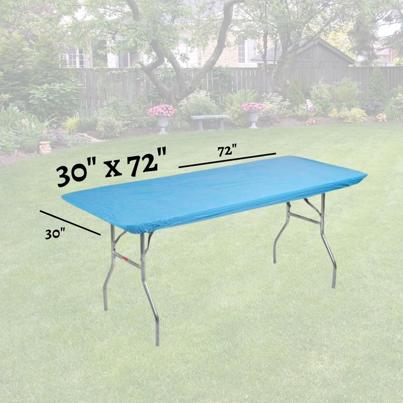 Kwik-Covers 6' Rectangle Plastic Table Covers 30" x 72", Bundle of 5 (Light Blue) - Image 2