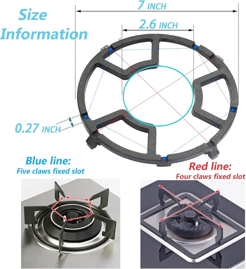 Reyhoar Non Slip Gas Ring Reducer, Burner Grate for Butter Warmer/Small Saucepan, Cast Iron Wok Support Ring- Compatible with Most Gas Stove Range Cooktop, 7.5 Inch, Black - Image 3