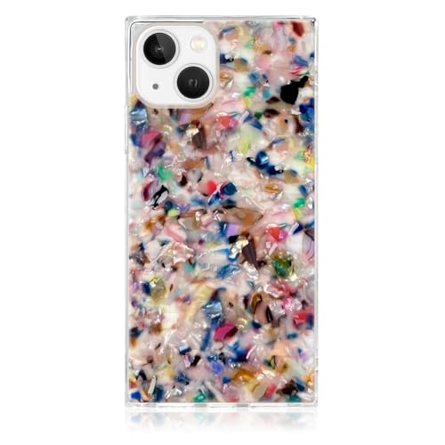 Flaunt Official Square Protective Case Compatible with iPhone 15 Wireless Charging Stylish Drop Tested Shockproof Phone Case Rainbow Confetti Tortoise Shell - Image 1
