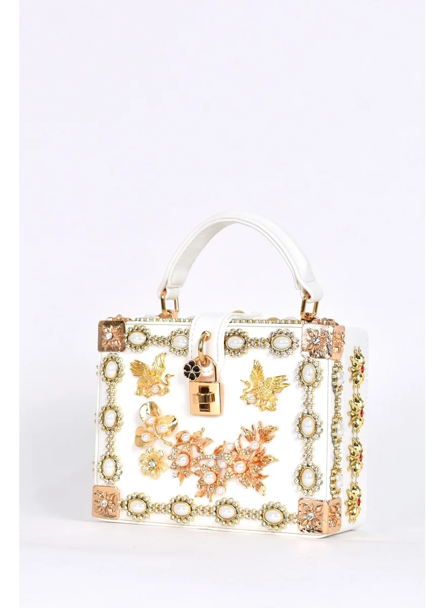 ايلاتي Women's Shoulder Strap Stone Handbag White 17608