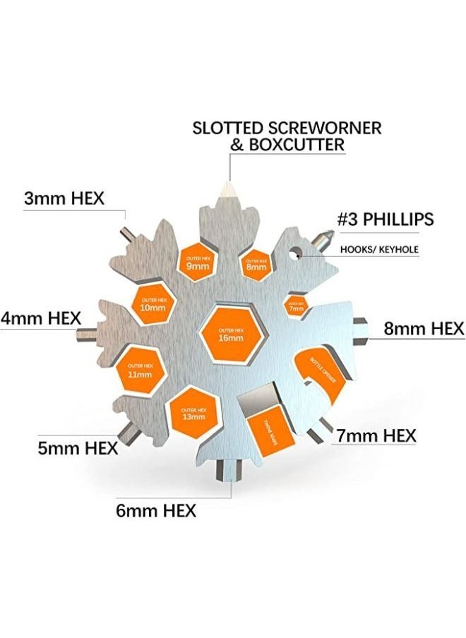 Generic 18-in-1 Snowflake Multi Tool Stainless Portable Steel Multi-Tool for Outdoor Travel Camping Adventure Daily Tool  - Image 3