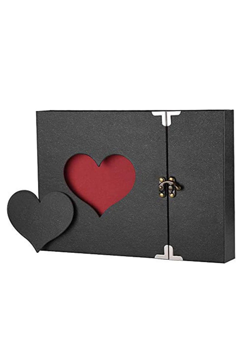 SYOSI - A4 Photo Album DIY Vintage Scrapbook Love Heart Black Pages Wedding Kits - Image 1