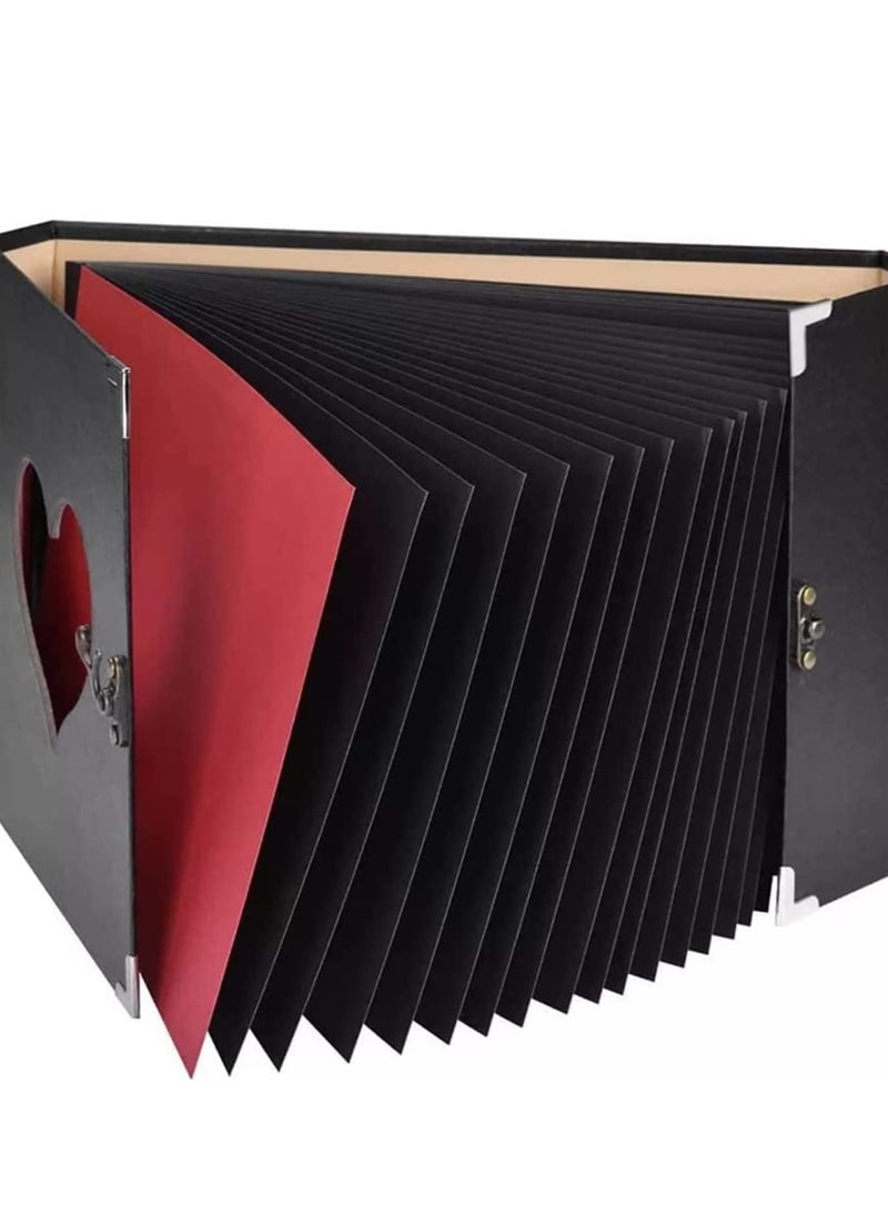 SYOSI - A4 Photo Album DIY Vintage Scrapbook Love Heart Black Pages Wedding Kits - Image 1