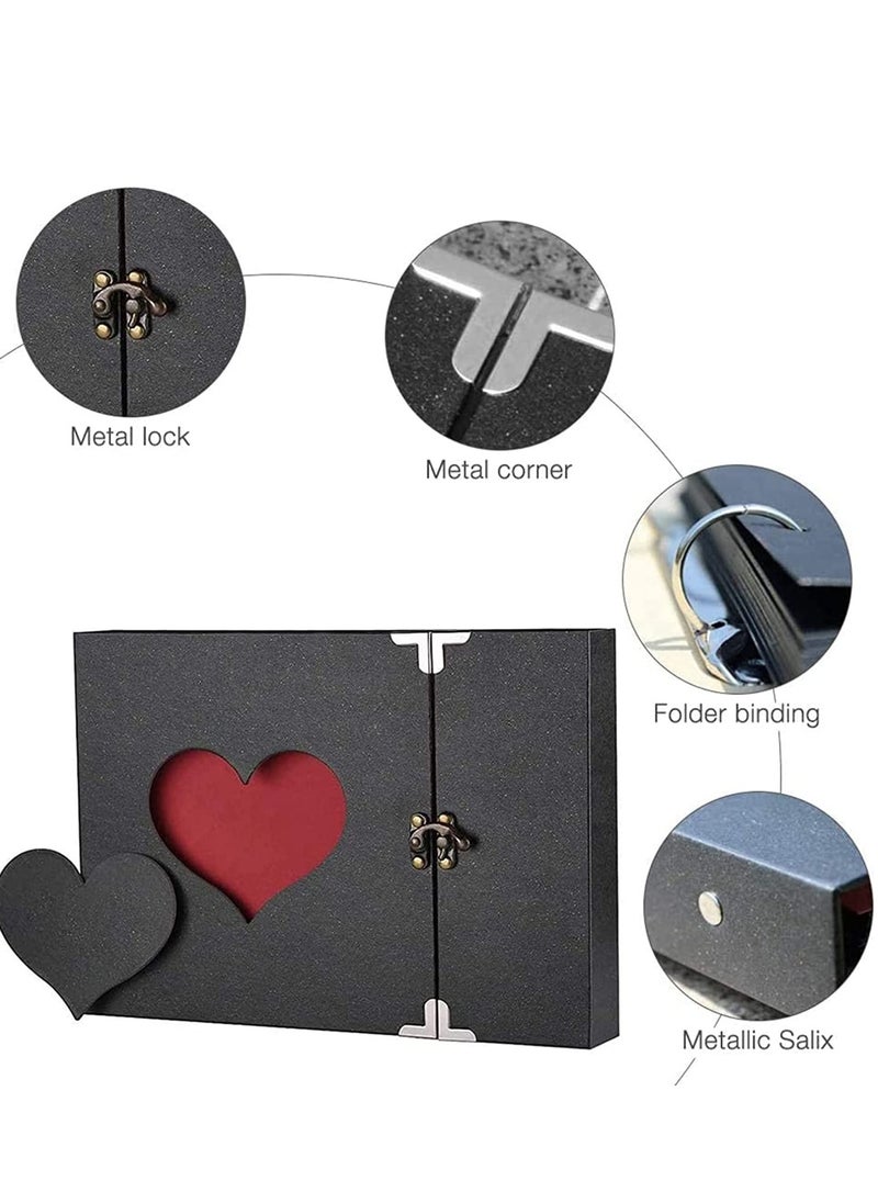 SYOSI - A4 Photo Album DIY Vintage Scrapbook Love Heart Black Pages Wedding Kits - Image 1