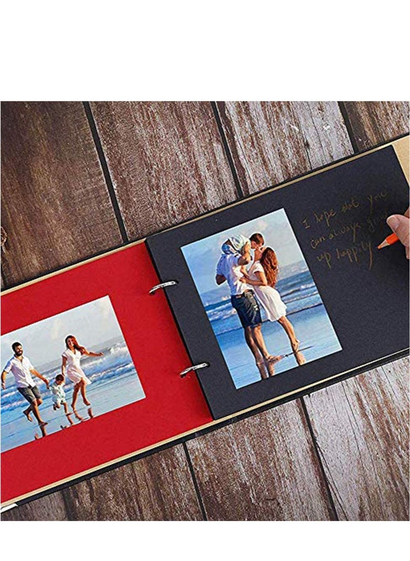 SYOSI - A4 Photo Album DIY Vintage Scrapbook Love Heart Black Pages Wedding Kits - Image 1