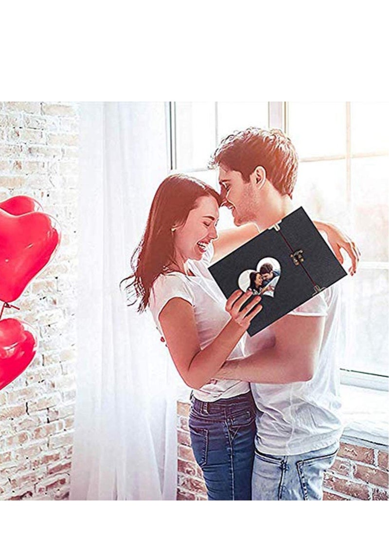 SYOSI - A4 Photo Album DIY Vintage Scrapbook Love Heart Black Pages Wedding Kits - Image 1