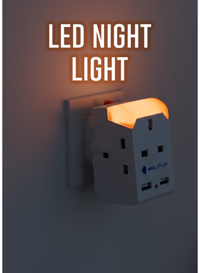 Hi Max 5 In 1 UK Plug Travel Wall Adapter Type G with 3 AC Sockets & Dual USB (2.1A) | 13A 250V 3000W | Best for Home, Office & Travel Use - Image 5