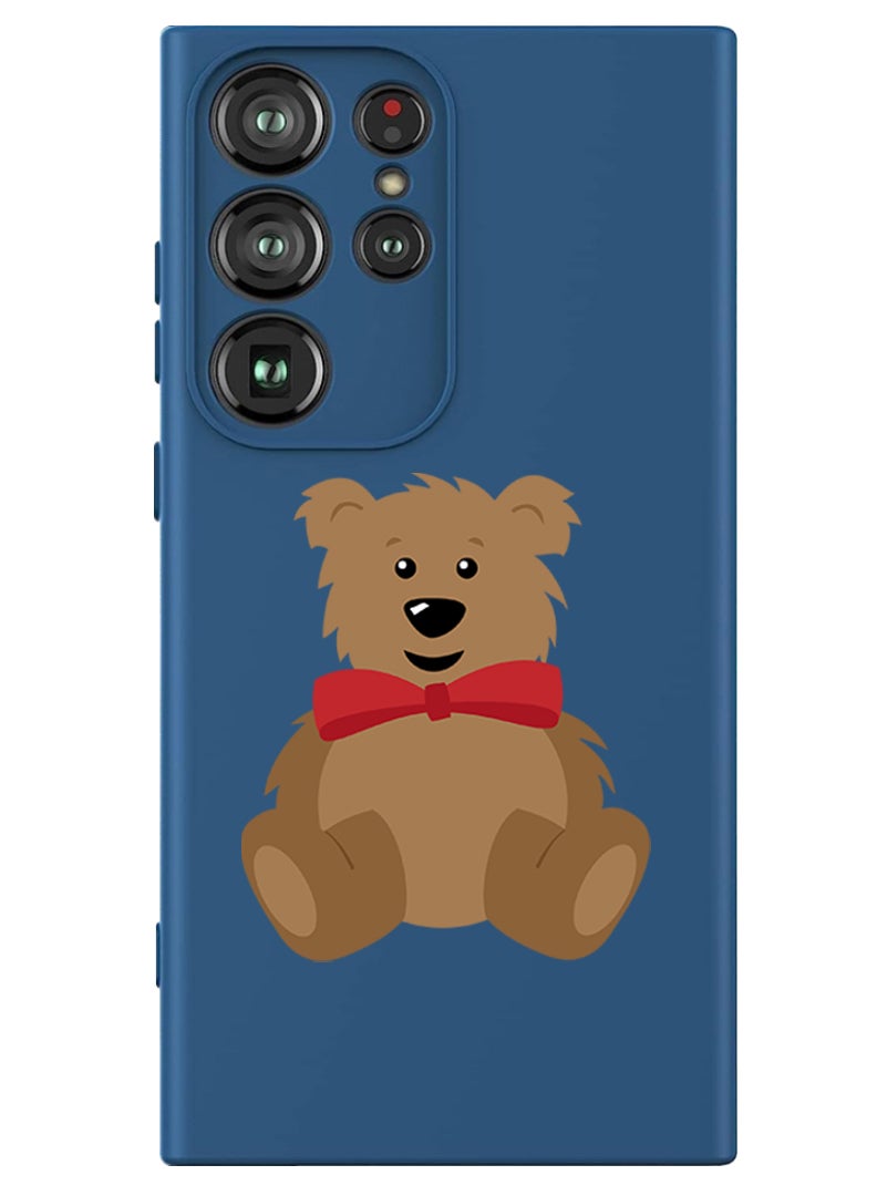 Theodor Protective Slim Fit Case Liquid Silicone Cover with Full Body Protection Anti-Scratch Shockproof Case For Samsung Galaxy S24 Ultra (Blue) - teddy bear - Image 1