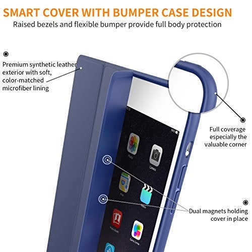 DTTO Mini Case for iPad mini 3/2/1, (Not Compatible with Mini 5th Generation) Ultra Slim Lightweight Smart Case Trifold Cover Stand with Flexible Soft TPU Back [Auto Sleep/Wake],Navy Blue - Image 3