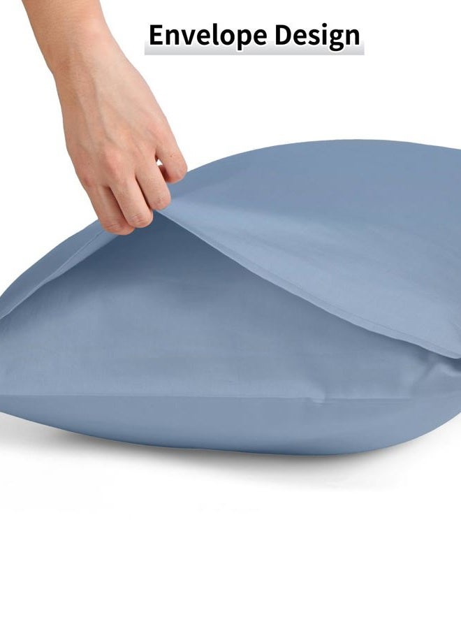 Warmstar Cotton Pillow Cases Standard Size Set of 2, 600 Thread Count Pillowcases 20x26 Inches, Soft Long Staple Cotton Pillowcases Breathable with Envelope Closure,Denim Blue - Image 5
