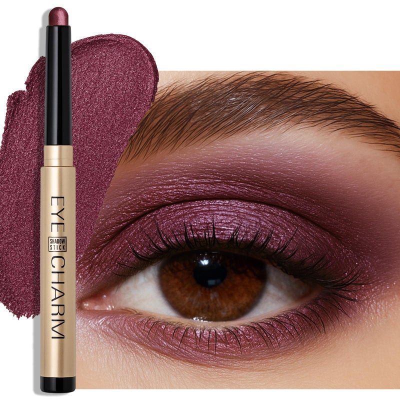 Erinde Waterproof Shimmer Eyeshadow Stick, Plum Brown Mauve Cream Eye Shadow Stick, Long-Lasting Crease-Proof Cream to Powder Buildable & Blendable Eye Shadow Pencils Crayon, Vegan & Cruelty-Free, B06 - Image 1
