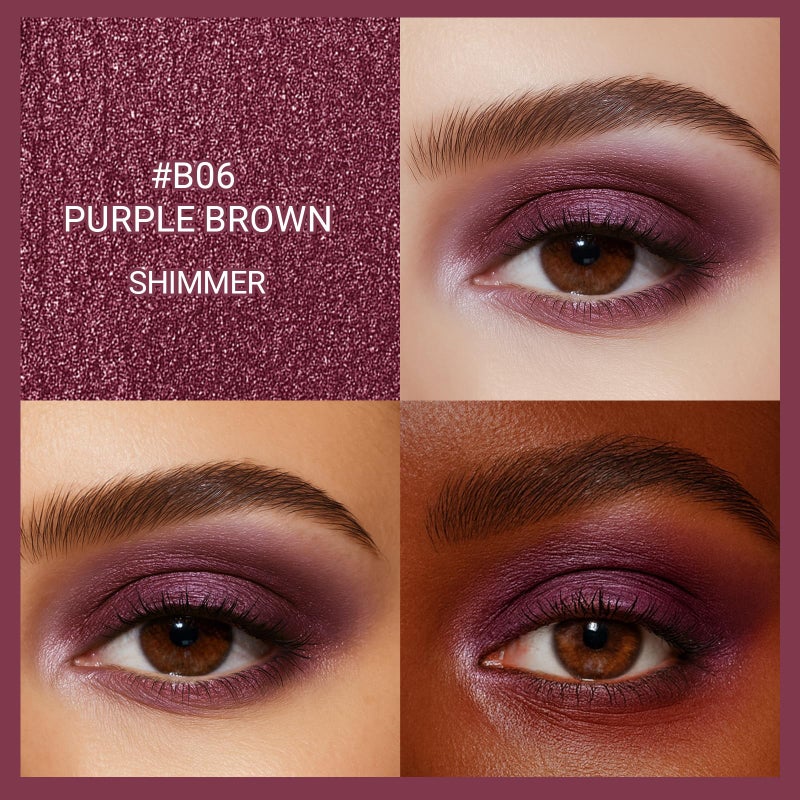 Erinde Waterproof Shimmer Eyeshadow Stick, Plum Brown Mauve Cream Eye Shadow Stick, Long-Lasting Crease-Proof Cream to Powder Buildable & Blendable Eye Shadow Pencils Crayon, Vegan & Cruelty-Free, B06 - Image 2