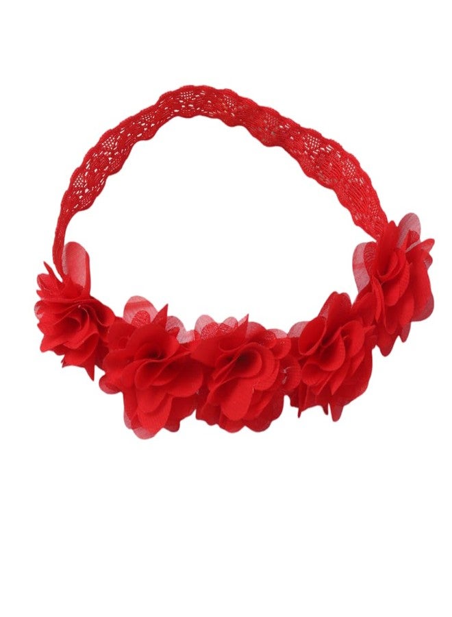 SYGA Baby Girl's Flower Headband Soft & Stretchable Fabric Hairband for Infants, Toddlers, Little Princesses 0-3 Years (Red) - Image 1