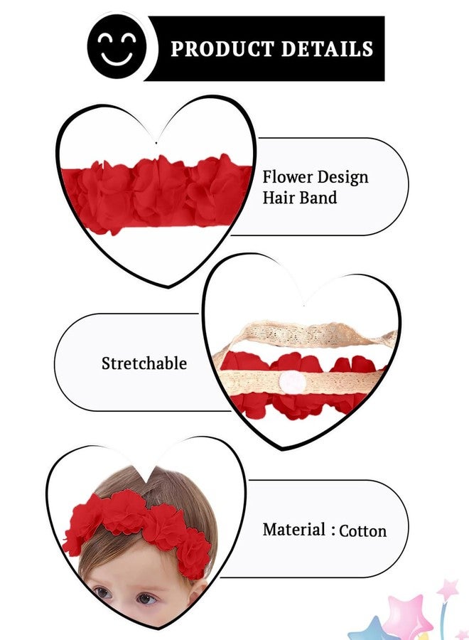 SYGA Baby Girl's Flower Headband Soft & Stretchable Fabric Hairband for Infants, Toddlers, Little Princesses 0-3 Years (Red) - Image 4