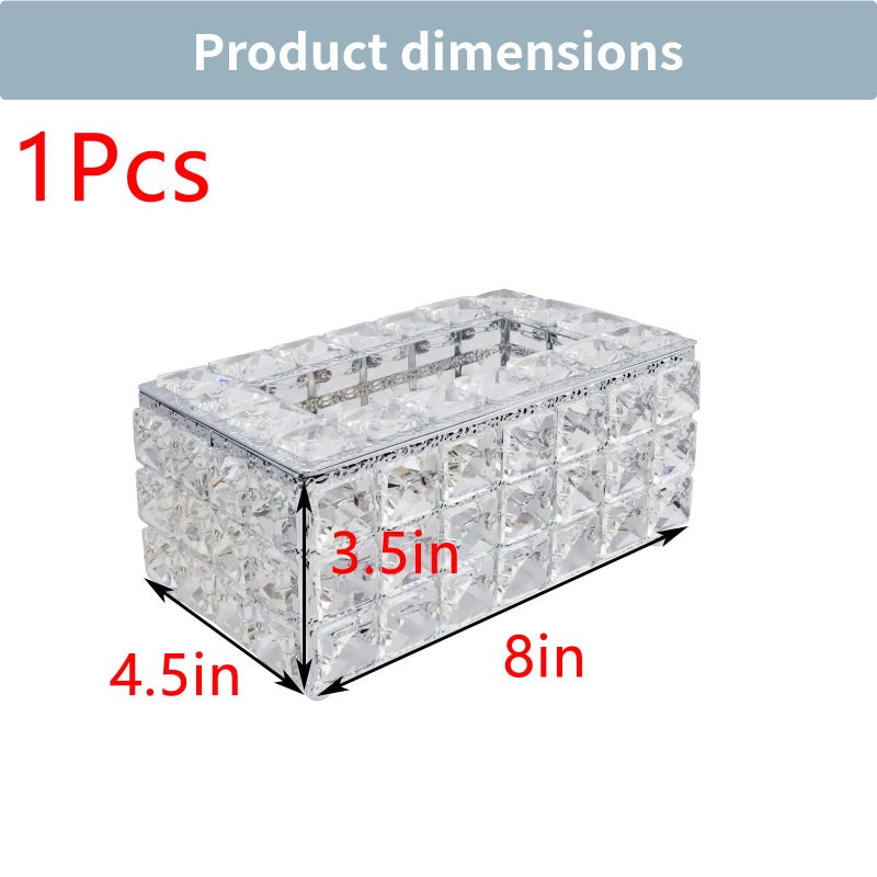 Geesatis Tissue Box Cover, Rectangle Tissue Box Holder, Rectangular Napkin Facial Tissues Holder for Bathroom Toilet Bedroom Living Room Table Desk Office Dresser, 1 Pcs Silver 8''x4.5''x3.5'' - Image 2