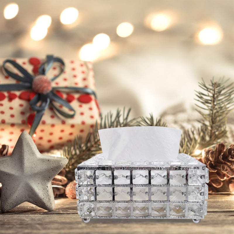 Geesatis Tissue Box Cover, Rectangle Tissue Box Holder, Rectangular Napkin Facial Tissues Holder for Bathroom Toilet Bedroom Living Room Table Desk Office Dresser, 1 Pcs Silver 8''x4.5''x3.5'' - Image 4