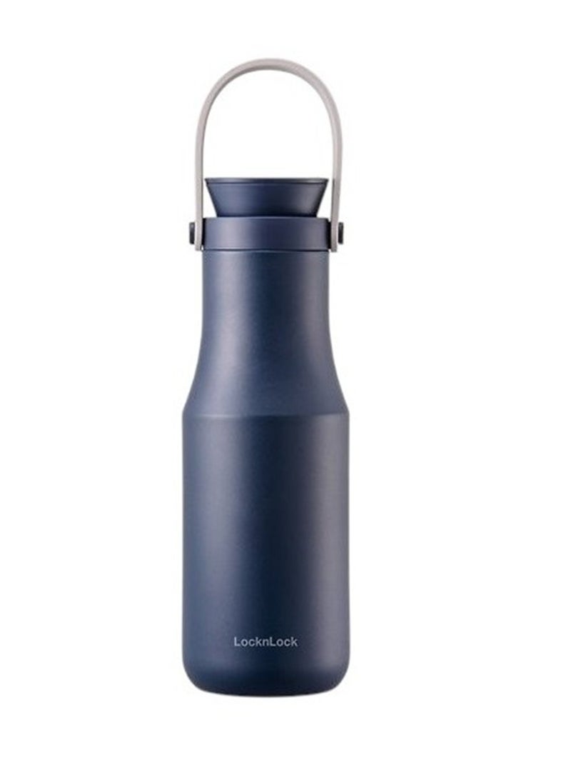 LOCK & LOCK LocknLock Stainless Steel Metro Double Tumbler 470ml – Stylish Navy Travel Mug with Handy Strap  - Image 2
