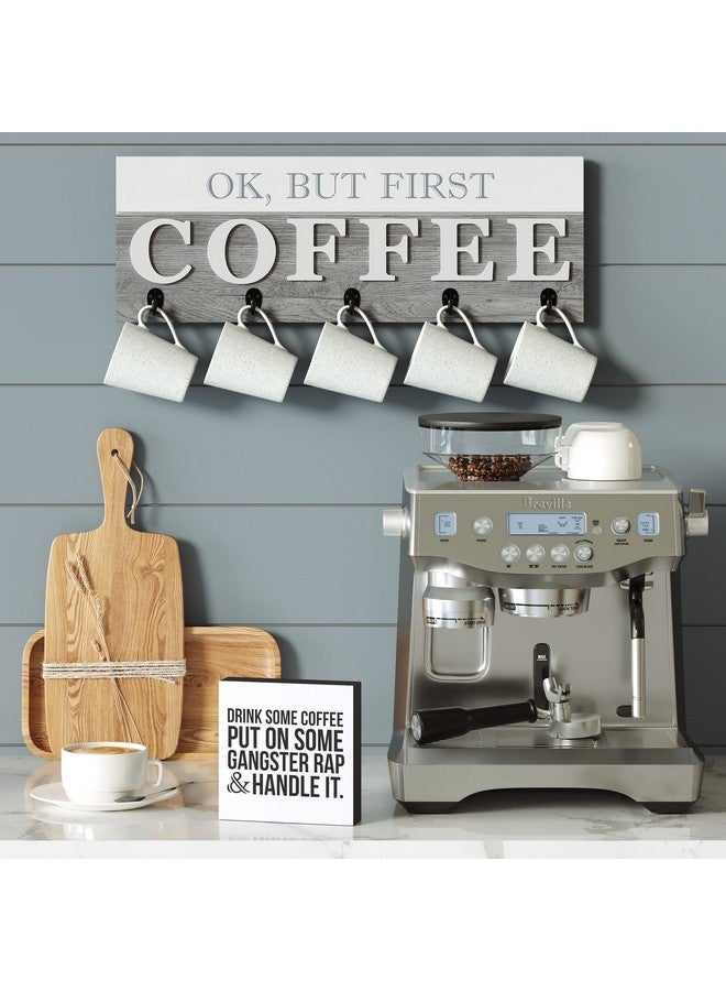 Barnyard Designs Coffee Sign, Inspirational Wood Box Sign, Funny Office Kitchen Desk Decoration Home Decor Gift for Women or Men (Coffee Gangster Rap) - Image 3