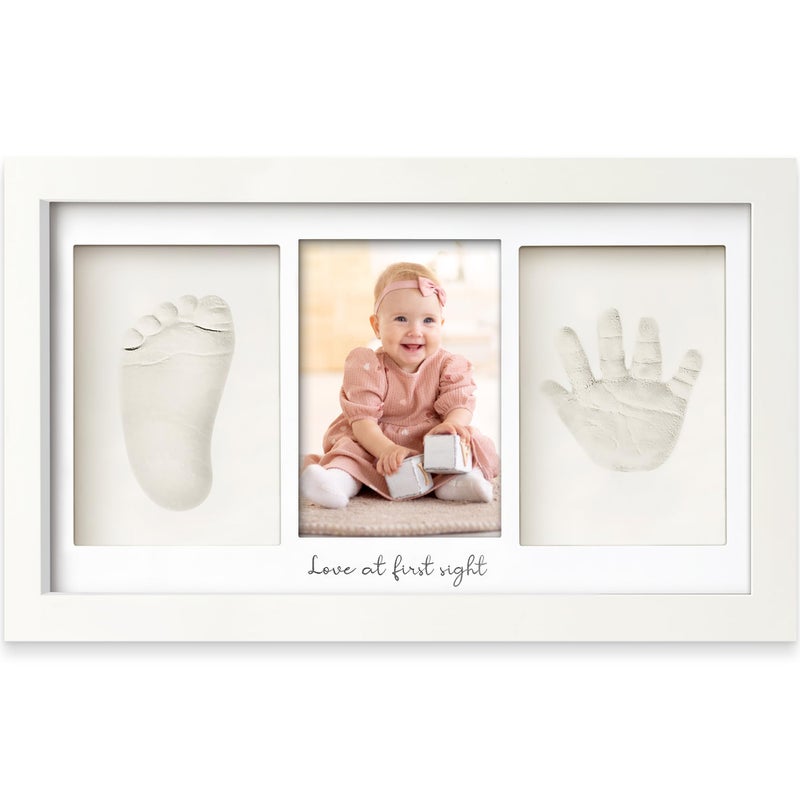 KeaBabies Baby Hand and Footprint Kit - Clay Handprint Keepsake Frame, Newborn Nursery Picture Frame, Personalized New Mom Gifts for Baby First Christmas Shower (Alpine White) - Image 1