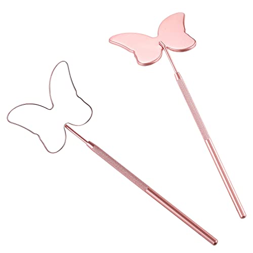 Miuffue Cute Butterfly Lash Mirror Stainless Steel Detachable Eyelash Makeup Mirror Lash Extension Supplies Pink - Image 2