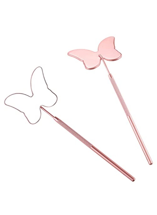 Miuffue Cute Butterfly Lash Mirror Stainless Steel Detachable Eyelash Makeup Mirror Lash Extension Supplies Pink - Image 1