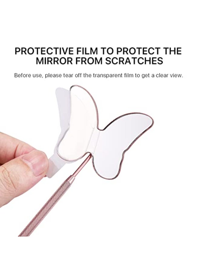 Miuffue Cute Butterfly Lash Mirror Stainless Steel Detachable Eyelash Makeup Mirror Lash Extension Supplies Pink - Image 4