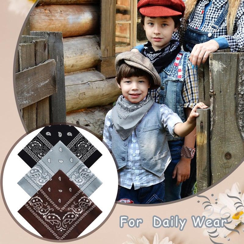 TFengfly 24 Pack Paisley Bandanas Bulk Unisex Cowboy Bandanas Head Scarf Necktie Face Cover (Black,Coffe,Gray) - Image 3