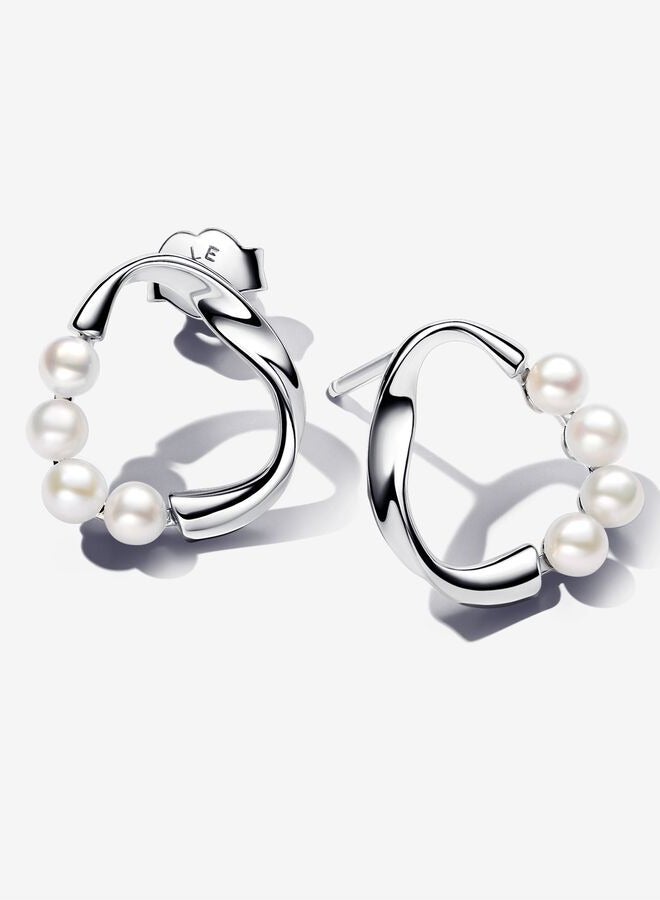 DORA Earrings with organically shaped circles and treated freshwater cultured pearls