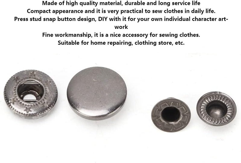 Multi-demand satisfied design HEEPDD 10Pcs Press Stud Snap Button, Metal Clothes Fastener Accessories, Compact DIY Design with Copper Material, for Home Repairing and Sewing Clothes (831 Gun Black 15MM Button) Repeated use resistant selected material Elegant appearance Easy daily handling design Global flexible sizing options Globally popular elegant design Air & land transit compatible Trendy varied sizing alternatives Economical upgraded quality Wide use compliant quality Odor free color All storage space compatible Various size alternatives All temp range compatible build Cost effective upgraded craftsmanship Diverse requirement fit Practical design alternatives Daily life matching design Multi-price design picks Simple multi-feature universal build Multi-market varied design options Global standard quality Economical varied sizing picks Multi-purpose Matte anti slip finish - Image 2