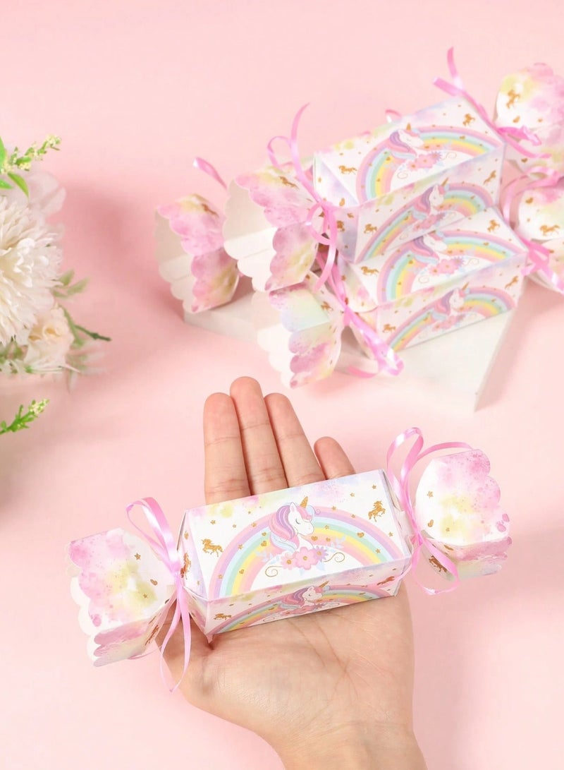 Eid Gifts 6 boxes 8*20cm unicorn design foldable with elegant ribbon tie ideal for gifts and giveaways for children on Eid, birthdays and nature lovers. - Image 3