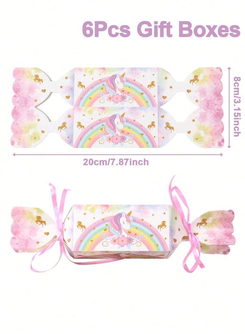 Eid Gifts 6 boxes 8*20cm unicorn design foldable with elegant ribbon tie ideal for gifts and giveaways for children on Eid, birthdays and nature lovers. - Image 5