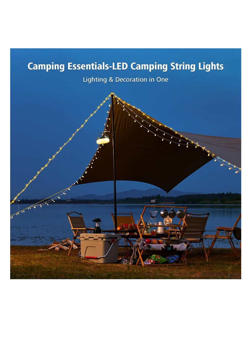 عام أضواء سلسلة التخييم 33 قدمًا ، 4 في 1 قابلة لإعادة الشحن 100 مصابيح خيمة في الهواء الطلق مع 14 وسائط الإضاءة التحكم عن بعد مقاومة للماء مع وظيفة مؤقتة لأساسيات التخييم ساحة المشي لمسافات طويلة - Image 2