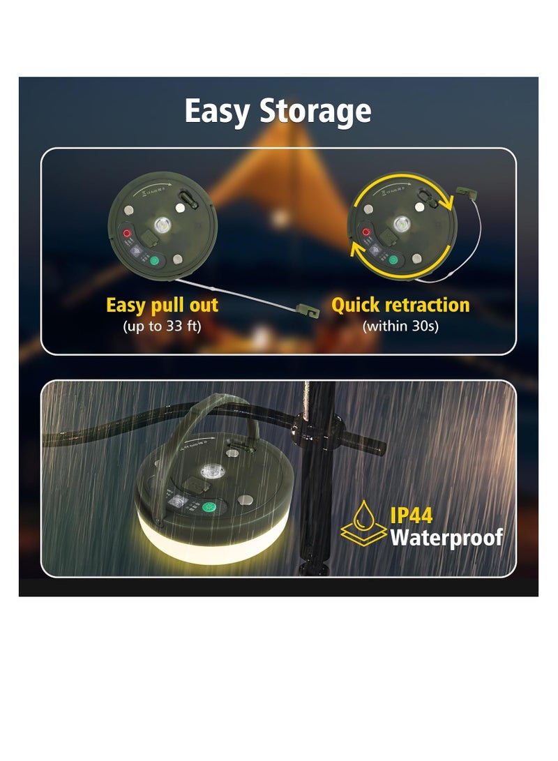 عام أضواء سلسلة التخييم 33 قدمًا ، 4 في 1 قابلة لإعادة الشحن 100 مصابيح خيمة في الهواء الطلق مع 14 وسائط الإضاءة التحكم عن بعد مقاومة للماء مع وظيفة مؤقتة لأساسيات التخييم ساحة المشي لمسافات طويلة - Image 5