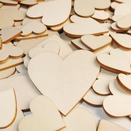 HADDIY Small Wood Hearts for Crafts,175 Pcs Different Size Assorted Unfinished Wooden Heart Cutouts Pieces for Wedding Guest Book,Valentine'Day Craft and Deccorations - Image 5