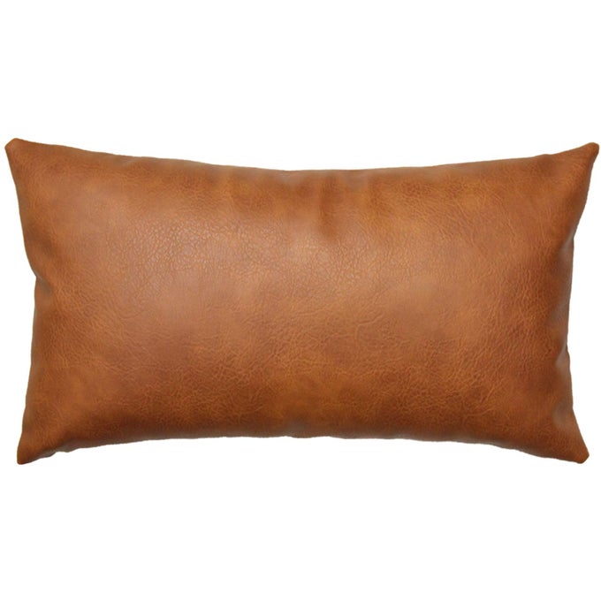 MODERN LEATHER THROW PILLOW COVER FOR COUCH SOFA BED 12 X 20 INCH 100 FAUX LEATHER ORANGE BROWN