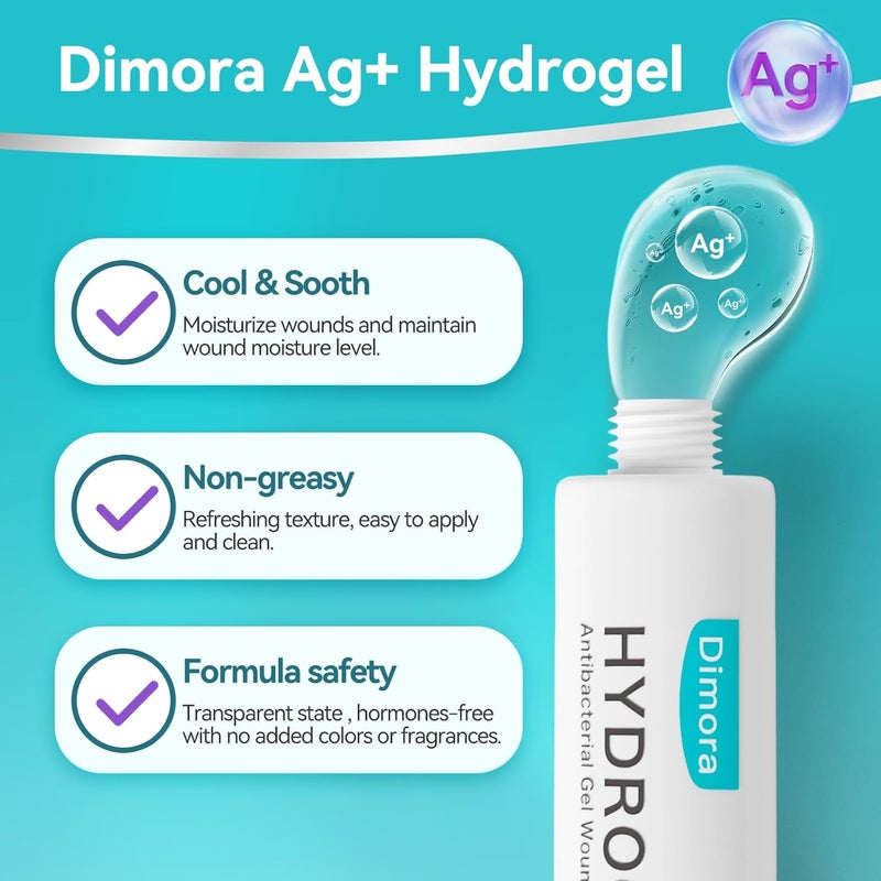 Dimora Antibacterial Gel Wound Dressing 1oz Silver Hydrogel First Aid Ointment for Wound Healing Antibacterial Care for Minor Cuts Abrasions Lacerations Burns Safe NonAmorphous Formula - Image 5