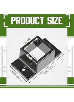 Arabest 1 x 1 Black Aluminum Fence Brackets Standard Wall Mount for Rails Double Flange Metal Square Brackets Residential Black Flat Fence Brackets for Fencing Railing Mounting(10 Pcs)  - Image 2