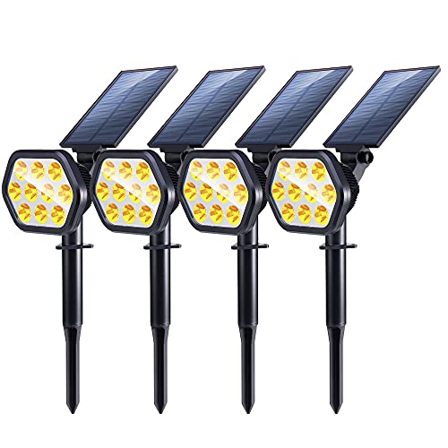 Nekteck Solar Lights Outdoor10 LED Landscape Spotlights Powered Wall Lights 2in1 Adjustable Security Decoration Lighting for Yard Garden Walkway Porch Pool Driveway 4Pack Warm White