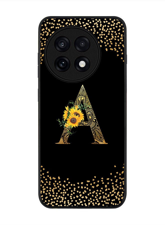 Stylizedd For OnePlus 13R / Ace 5 Pro Case,Slim fit Camera Protection, Shockproof Thin Phone cover  - Custom Floral Monogram - A ( Black )