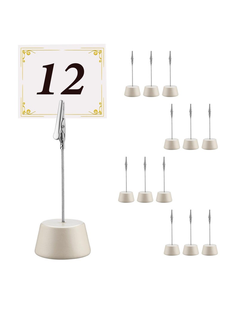 Captaintech Wood Place Card Holders, 12 Pcs Place Card Holder, Photo Memo Clips Holders, with Alligator Clamp Wooden Base Table Number Holder, for Office Menu Wedding Party Events Decoration(Beige) - Image 1
