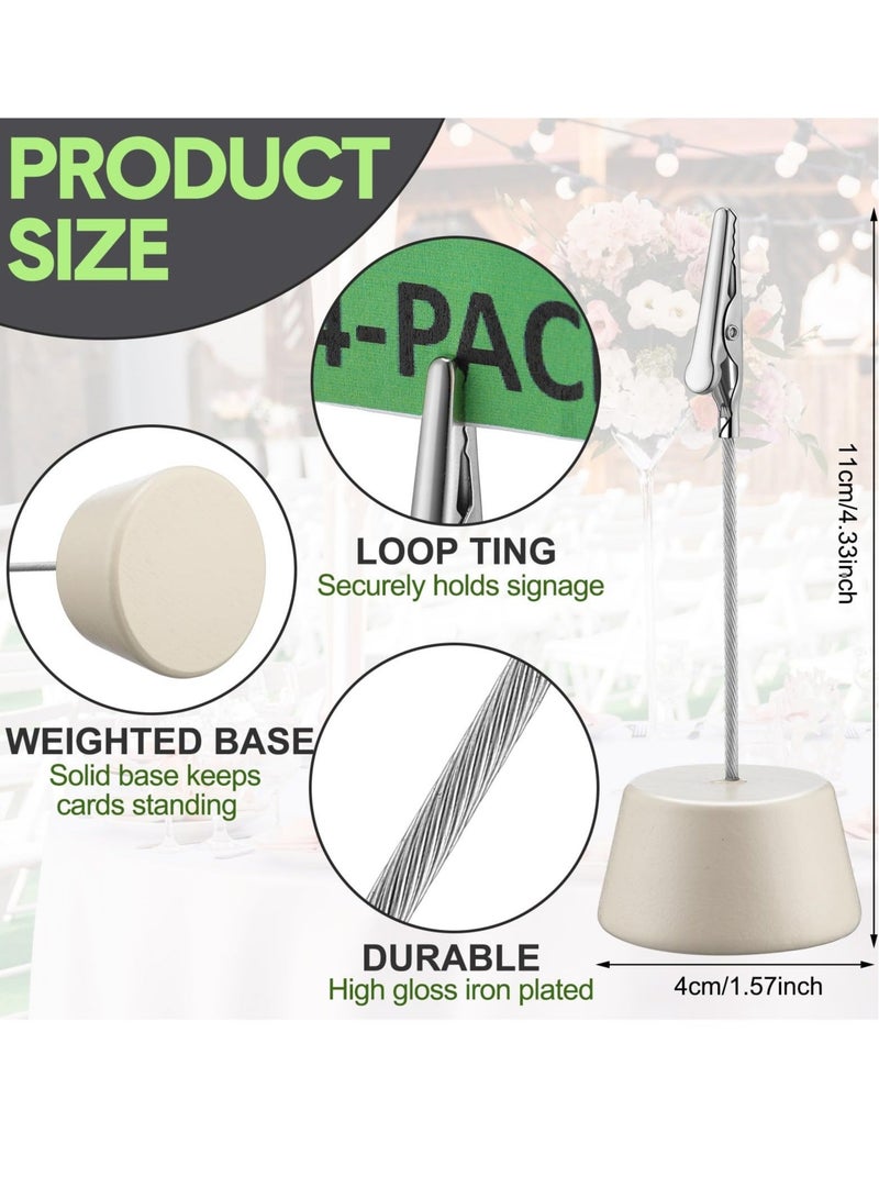 Captaintech Wood Place Card Holders, 12 Pcs Place Card Holder, Photo Memo Clips Holders, with Alligator Clamp Wooden Base Table Number Holder, for Office Menu Wedding Party Events Decoration(Beige) - Image 2