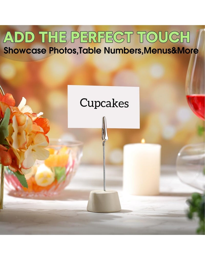 Captaintech Wood Place Card Holders, 12 Pcs Place Card Holder, Photo Memo Clips Holders, with Alligator Clamp Wooden Base Table Number Holder, for Office Menu Wedding Party Events Decoration(Beige) - Image 3