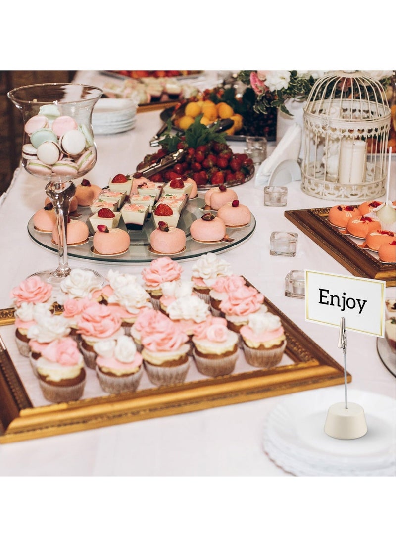 Captaintech Wood Place Card Holders, 12 Pcs Place Card Holder, Photo Memo Clips Holders, with Alligator Clamp Wooden Base Table Number Holder, for Office Menu Wedding Party Events Decoration(Beige) - Image 5