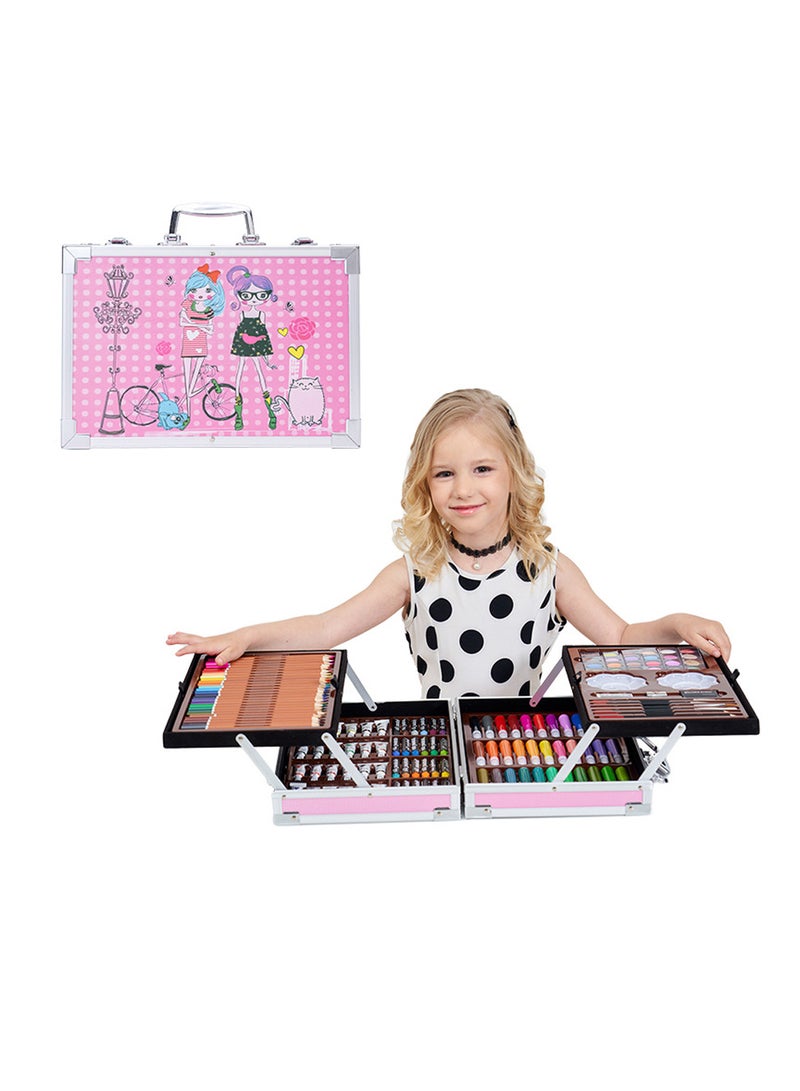 كيدل مجموعة رسم فنية مكونة من 200 قطعة من علبة هدايا من الألومنيوم للبنات والأولاد - Image 1