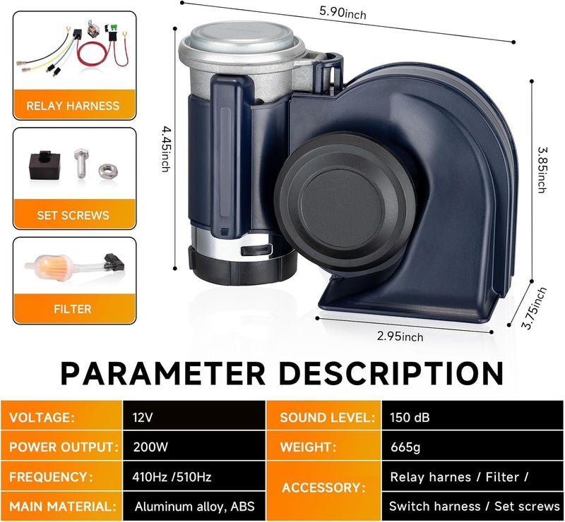 BANHAO 12V Super Loud Air Horn Kit for Motorcycle and Vehicles - Image 5