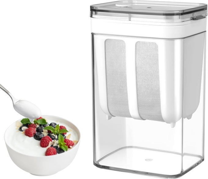 YOGURT STRAINER 1100ML MULTI YOGHURT MAKER STRAINER WITH FINE MESH BAG LID FOR THICK GREEK YOGURT SOYBEAN MILK KEFIR BERRIES SOUP FRUIT JUICE COFFEE