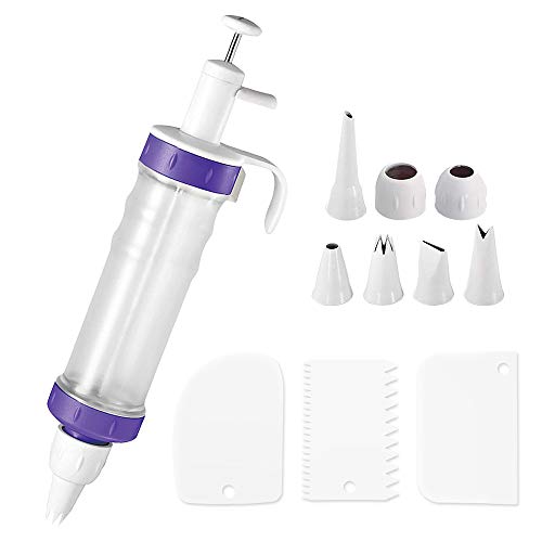 Dualshine Dessert Decorating Syringe Set, Icing Dispenser Cupcake Filling Injector, 7 Icing Nozzles, 3 Cream Scrapers Frosting Making Dessert Cream Piping Syringe Nozzles Kits for Cake Cookies Decoration - Image 1